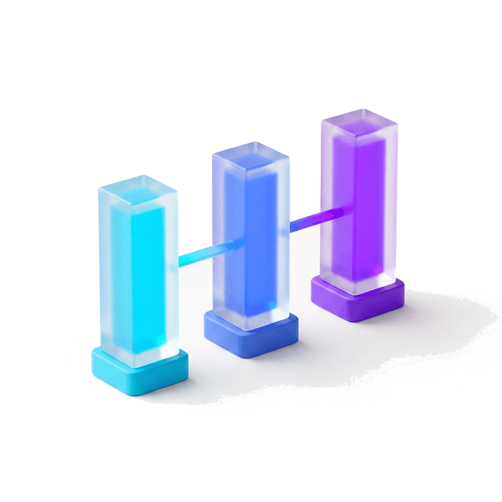 Three markers set at intervals along one drawn line — mapping the solution architecture